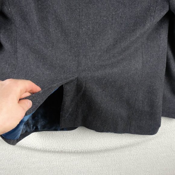 Bellissimo Blazer mens 46R Blue Herringbone Tweed Elbow Pads Two Button Vented - Picture 6 of 14